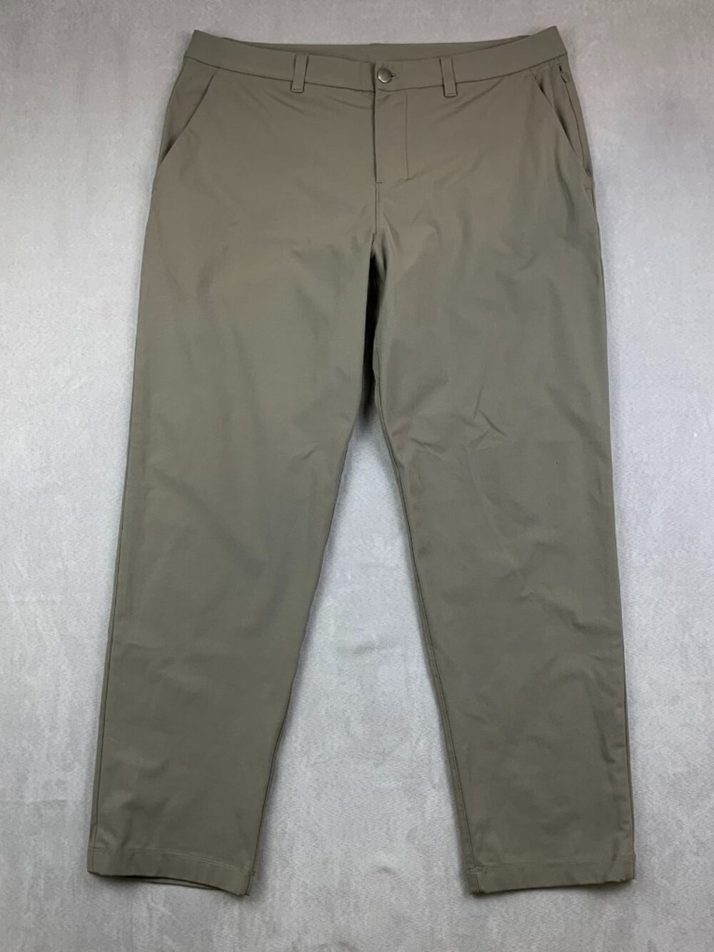 Lululemon Mens Pants 34 Grey Sage Chino ABC Classic-Fit Trouser Warpstreme 34x29